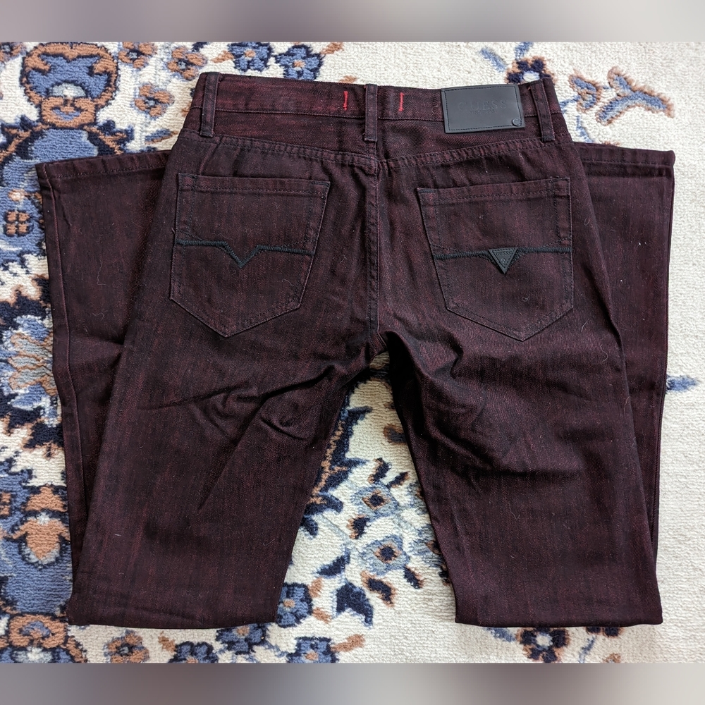 Guess Men's Ultra Slim Burgundy Jeans 29x32